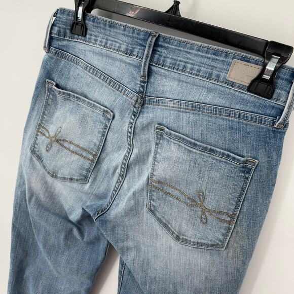 Levi's Denizen Skinny Jeans Womens Sz 27 Light Wash Raw Hem Cuffed Stretch - Picture 7 of 9